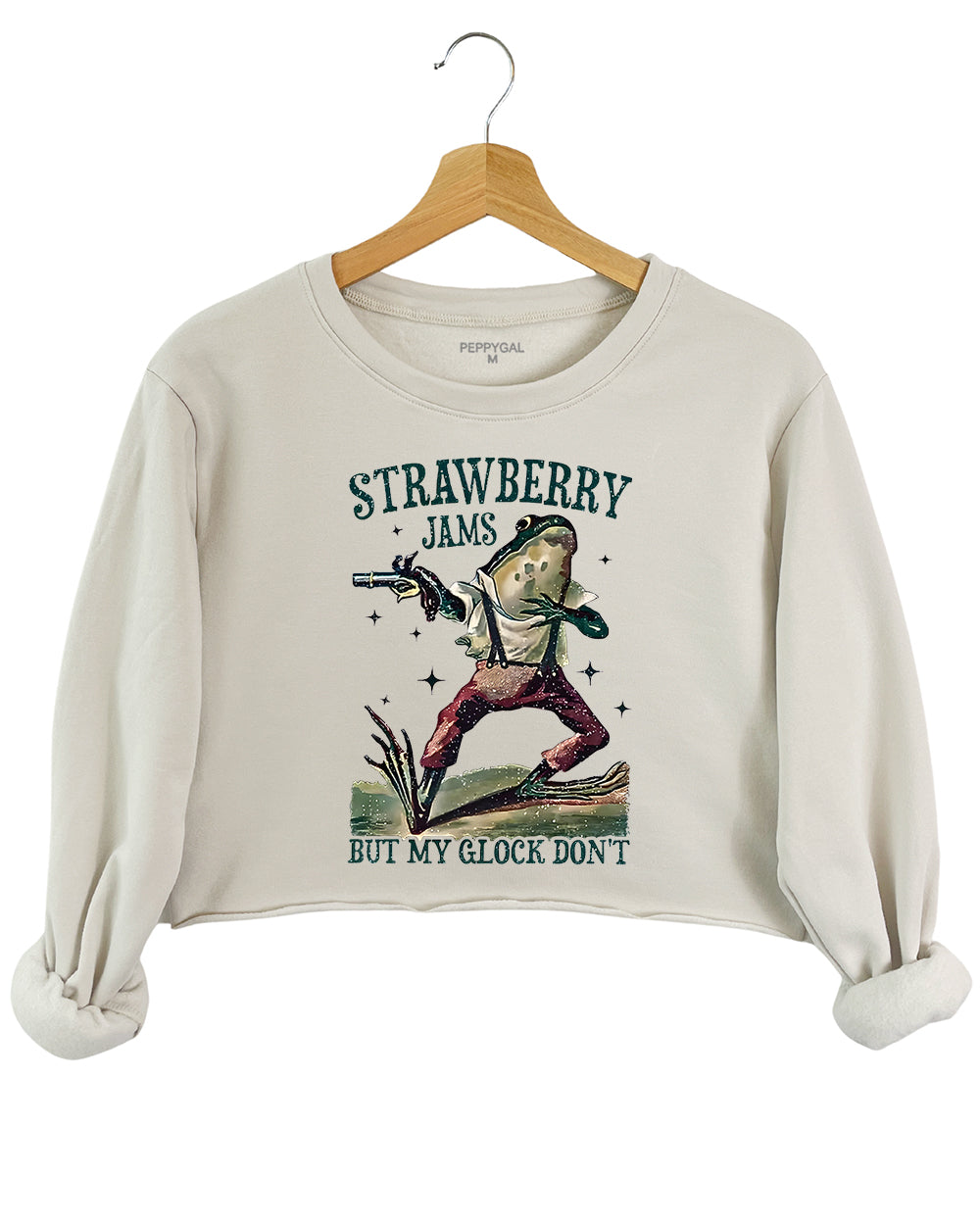 Strawberry Jams But My Glock Don't Crop Sweatshirt