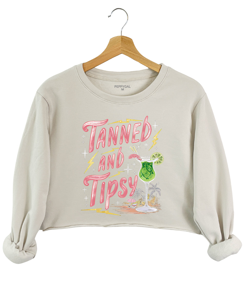 Tanned And Tipsy Summer Vibes Crop Sweatshirt