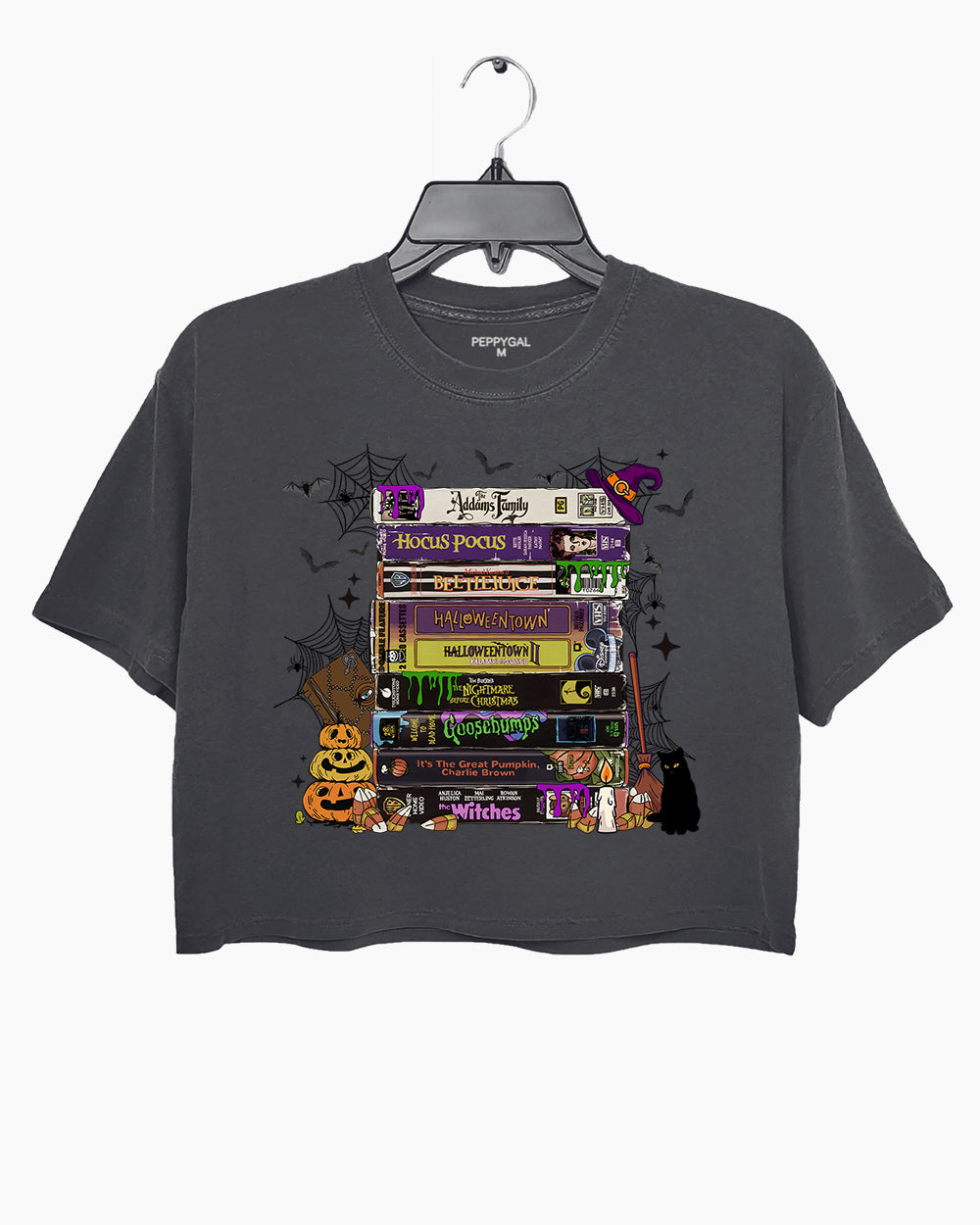 90s Halloween VHS Tape Stack Crop Top