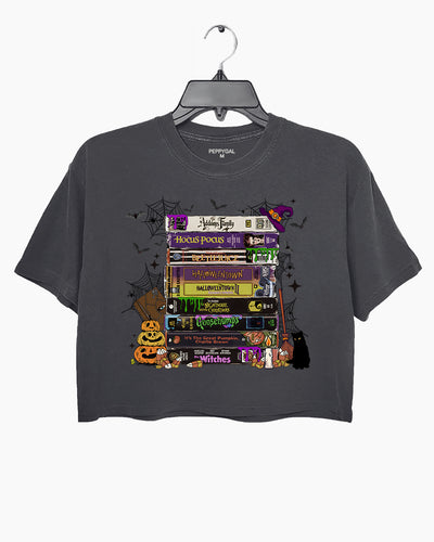 90s Halloween VHS Tape Stack Crop Top