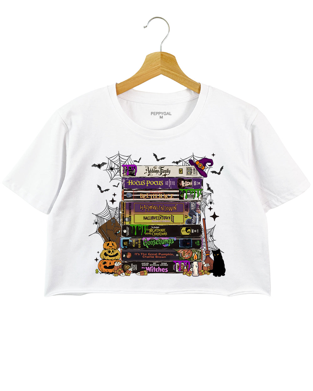 90s Halloween VHS Tape Stack Crop Top