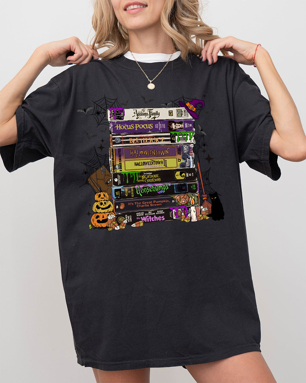 90s Halloween VHS Tape Stack Tee