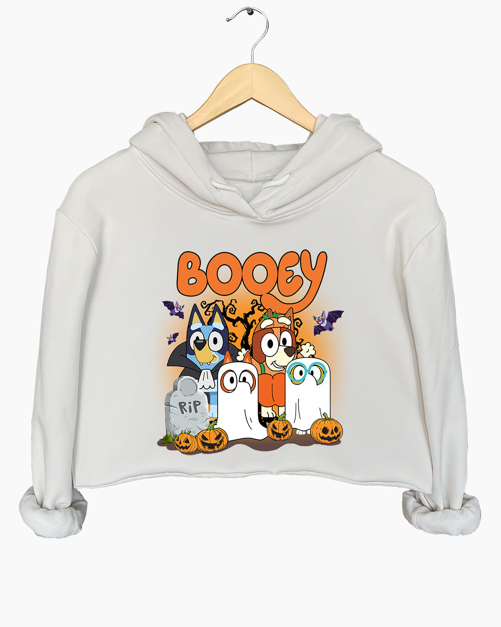 Bluey Booey Family Trick Or Treat Cute Halloween Crop Hoodie