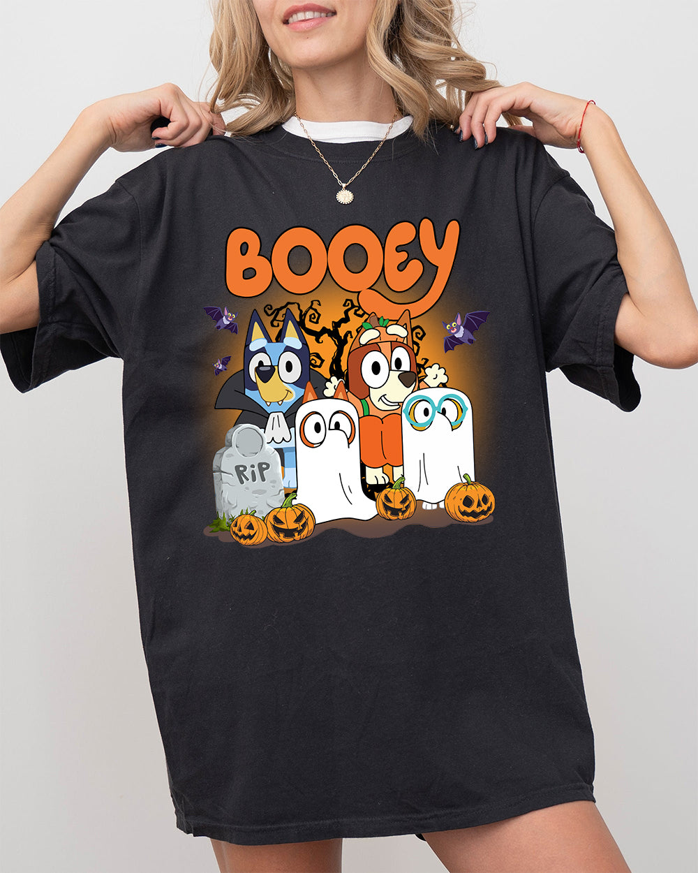 Bluey Booey Family Trick Or Treat Cute Halloween Tee