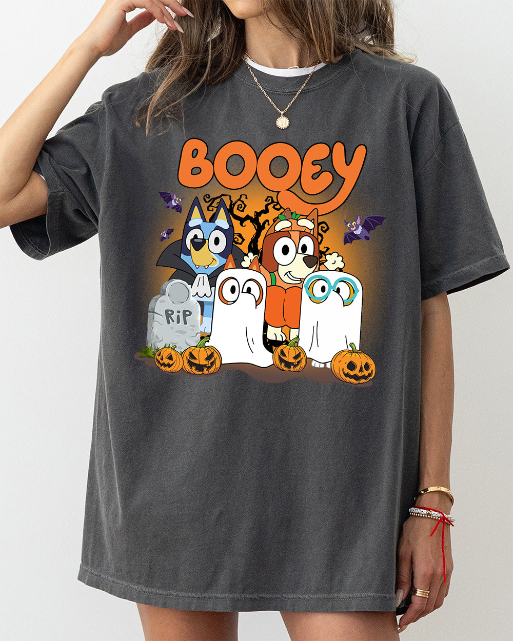 Bluey Booey Family Trick Or Treat Cute Halloween Tee