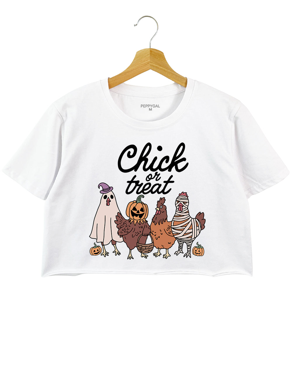 Chick Or Treat Spooky Chicken Halloween Crop Top