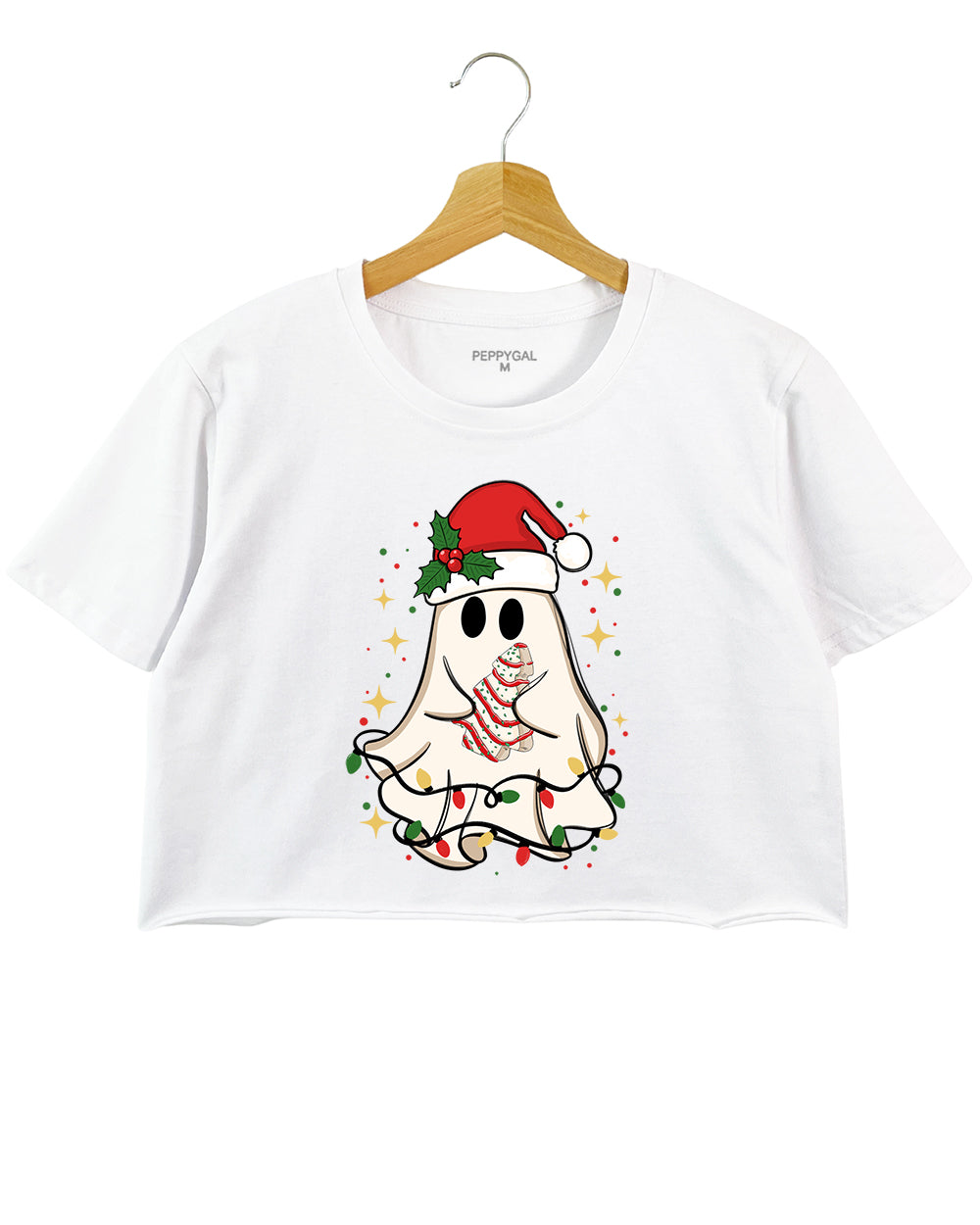 Cute Christmas Ghost Tree Cake Crop Top