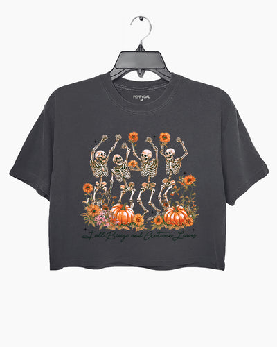 Fall Breeze and Autumn Leaves Skeleton Crop Top