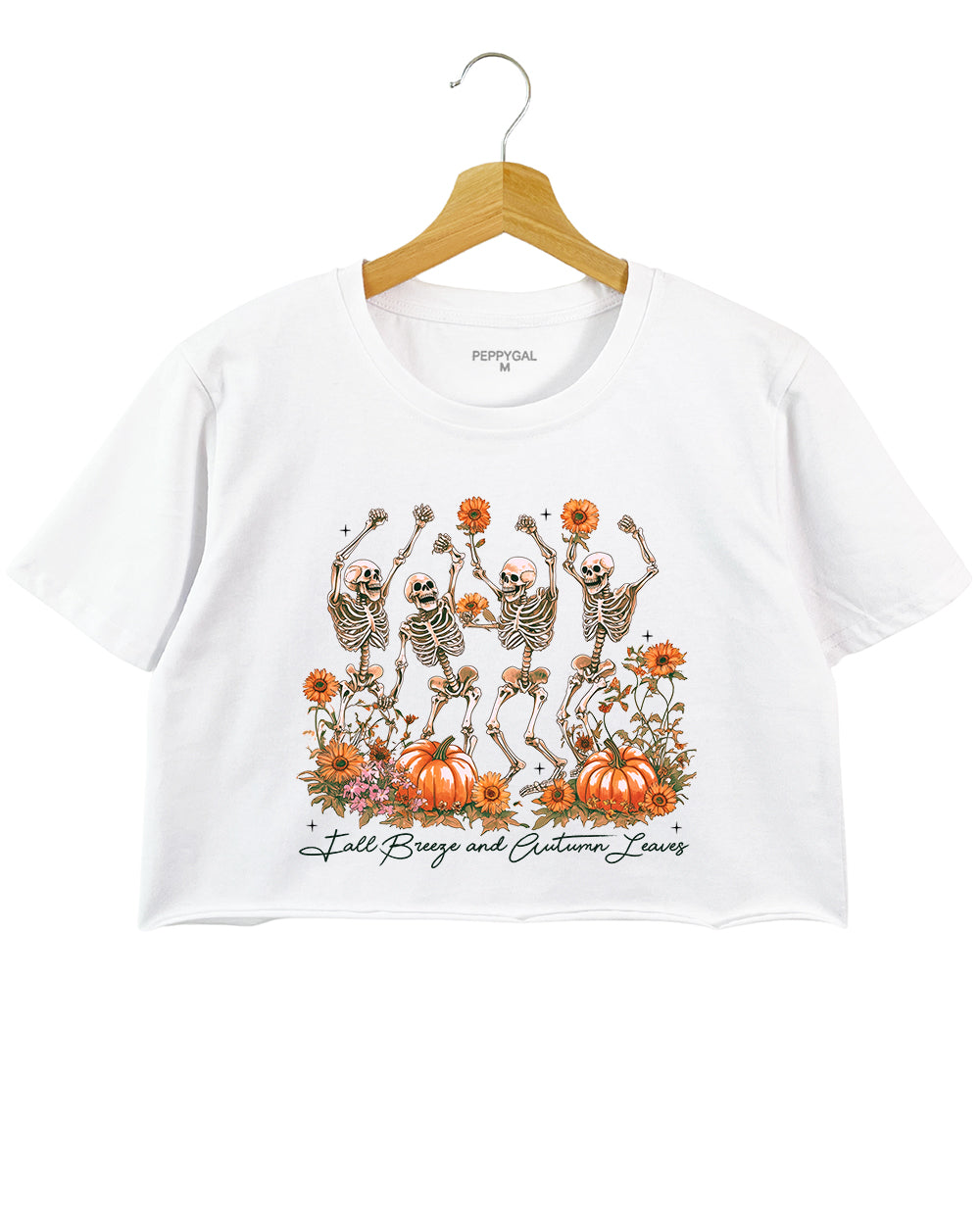 Fall Breeze and Autumn Leaves Skeleton Crop Top