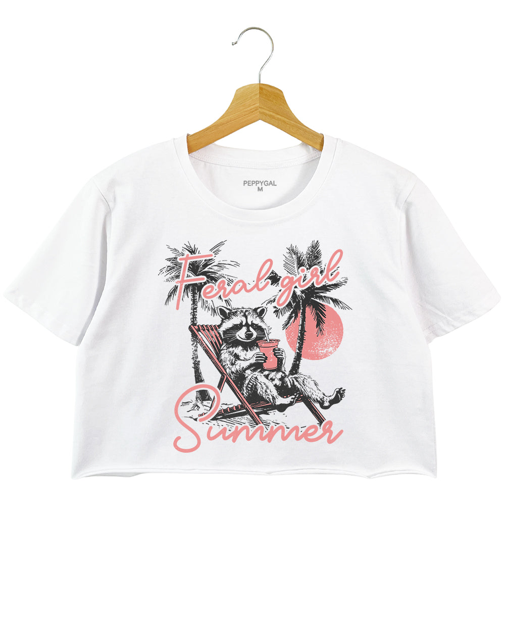 Funny Raccoon Feral Girl Summer Crop Top