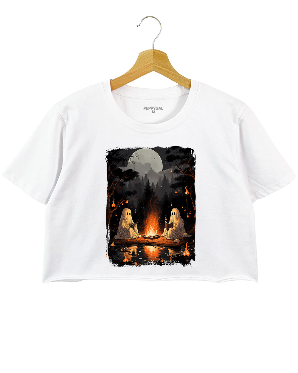 Ghost Book Reading Camping Crop Top