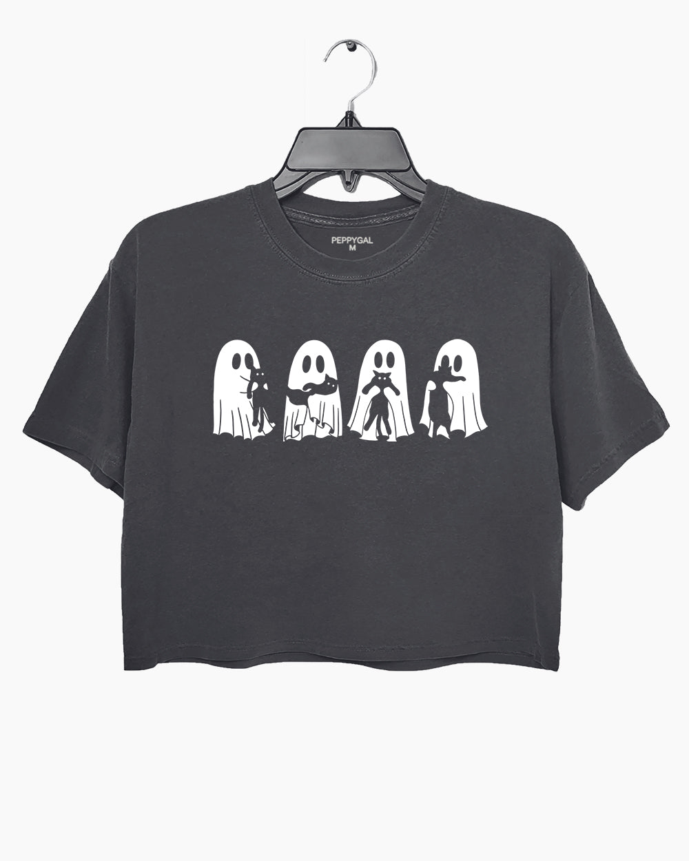 Ghosts with Cat Cute Halloween Crop Top