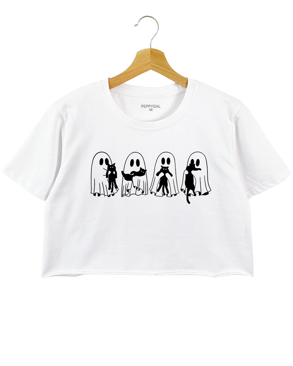 Ghosts with Cat Cute Halloween Crop Top