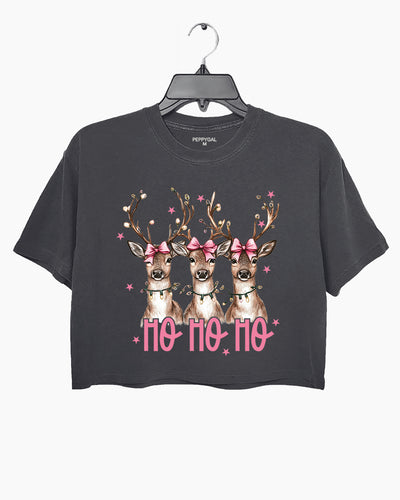 Ho Ho Ho Christmas Deer Crop Top