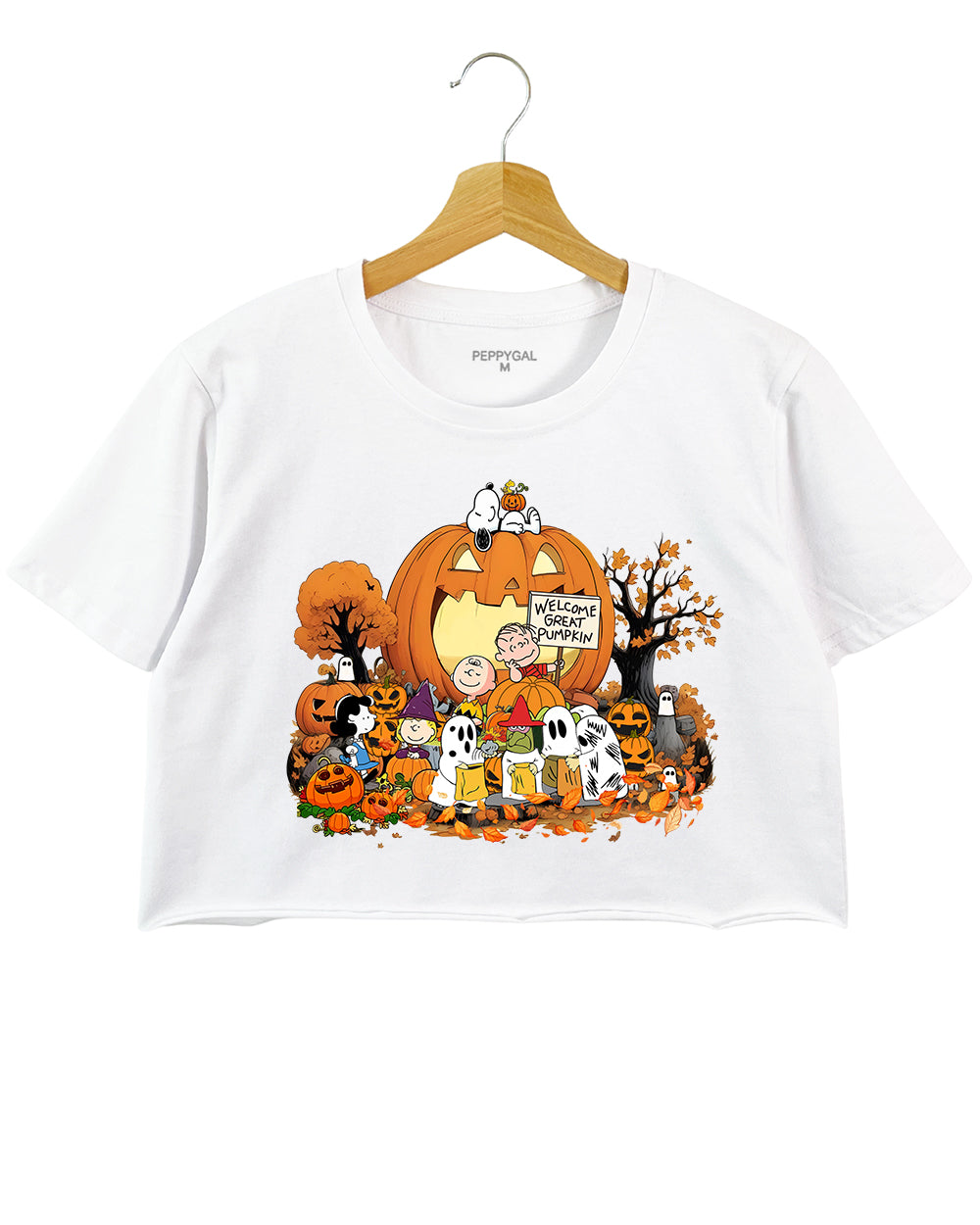 Welcome Great Pumpkin Charlie Brown Halloween Crop Top